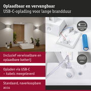 Oplaadbare witte LED-wandlamp met USB-C-kabel en verwisselbare accu voor langdurige verlichting