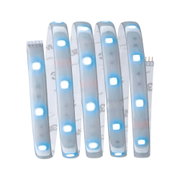 Flexibler LED-Lichtstreifen mit weißen LEDs und selbstklebender Rückseite für vielseitige Beleuchtung.