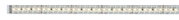 Long LED light strip with warm white LEDs on transparent base for flexible lighting solutions