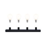 Black LED bar with four white bulbs for modern indoor lighting and energy-saving lamps