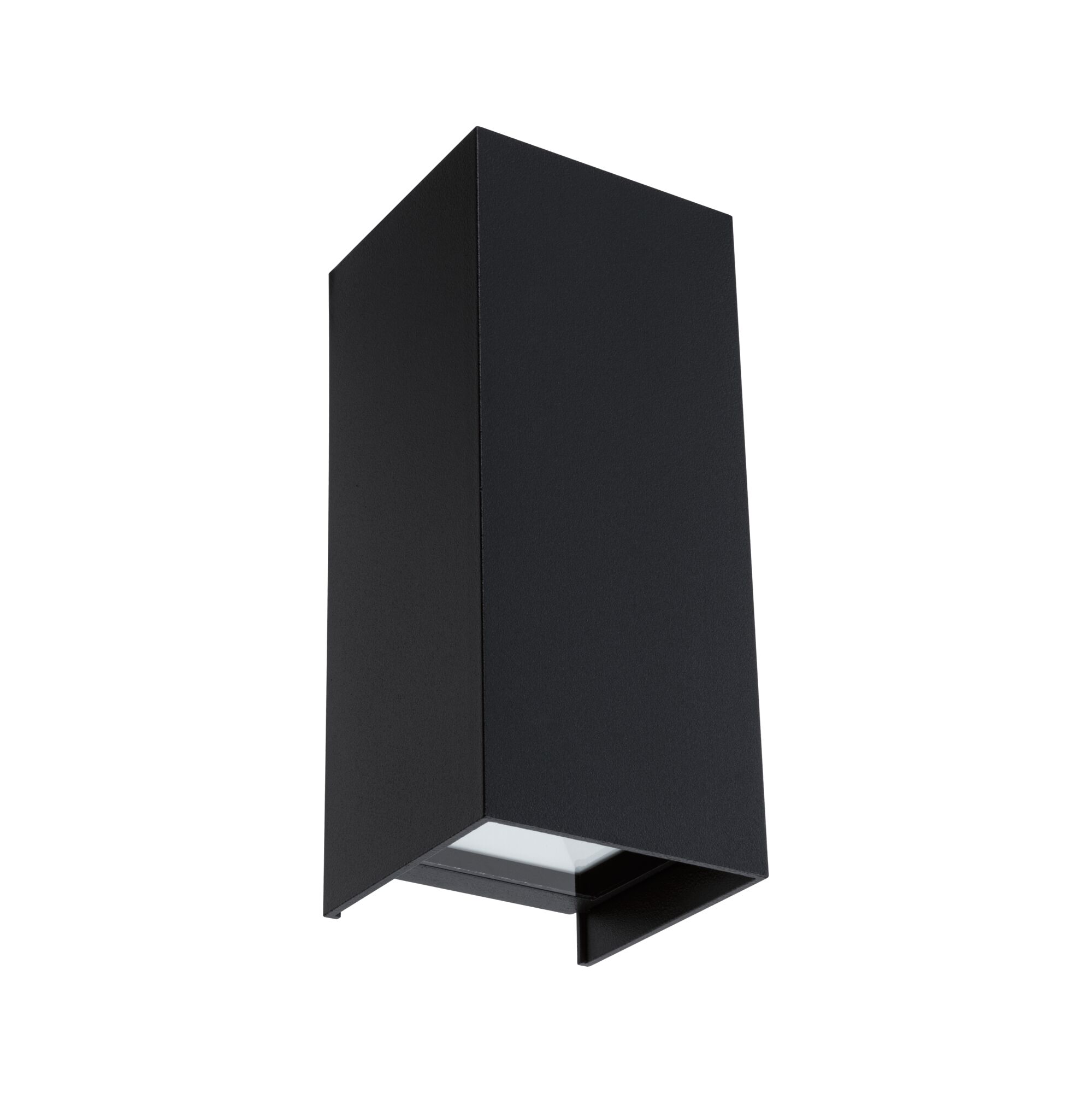 Black rectangular outdoor wall light made of metal with modern design for garden lighting