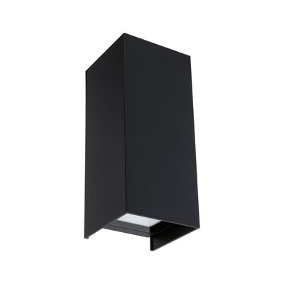 Black rectangular outdoor wall light made of metal with modern design for garden lighting