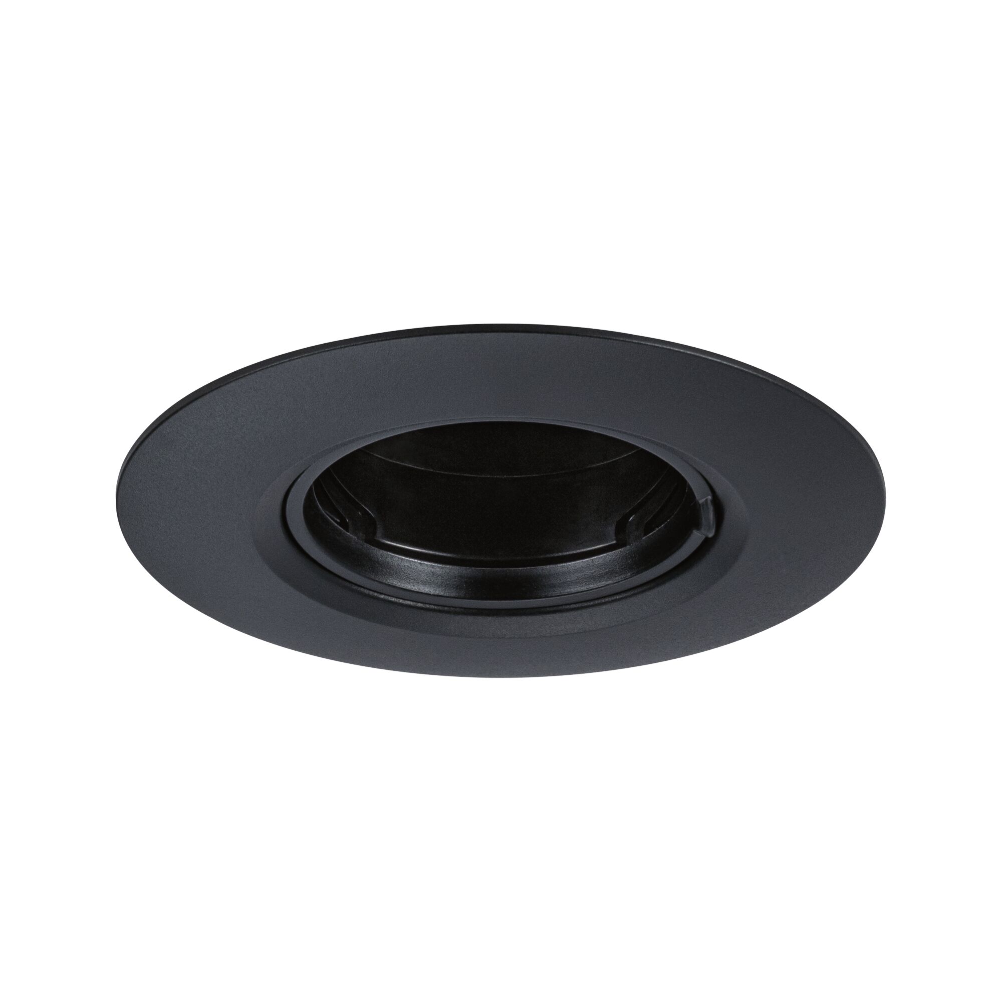 Zwarte metalen inbouwspot met ronde rand voor moderne LED-verlichting
