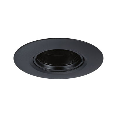 Zwarte metalen inbouwspot met ronde rand voor moderne LED-verlichting
