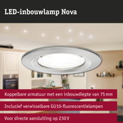 LED-inbouwlamp Nova van geborsteld aluminium met GU10-fitting voor 230V aansluiting