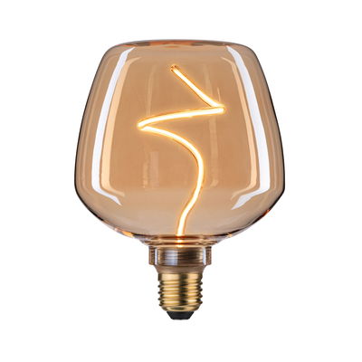 Vintage LED-Glühbirne mit bernsteinfarbenem Glas und dekorativem Leuchtfaden für stimmungsvolle Beleuchtung