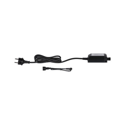 Black power cable with plug and transformer for LED lighting systems
