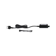 Black power cable with plug and transformer for LED lighting, electrical accessory