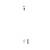 Moderne pendelverlichting aansluiting met zilverkleurige metalen cilinder en grijze kabel voor LED-verlichting