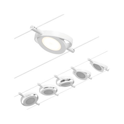 White LED cable spotlight with round design and dimmable light for modern lighting systems