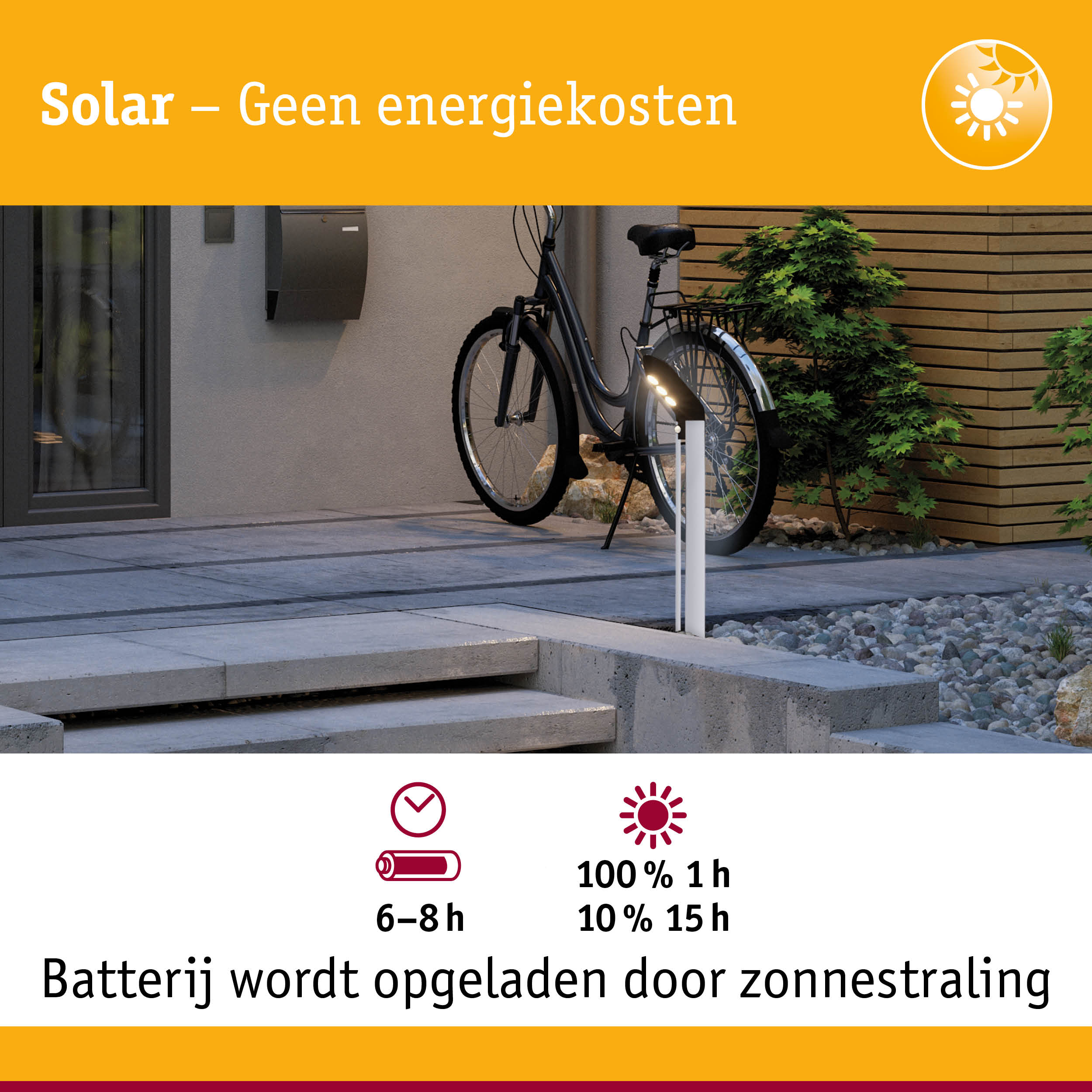 Witte solar buitenlamp met batterij, oplaadtijd 6-8 uur, energiezuinig en duurzaam