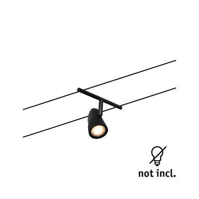 Black metal LED cable spotlight for flexible lighting without bulb included in modern style