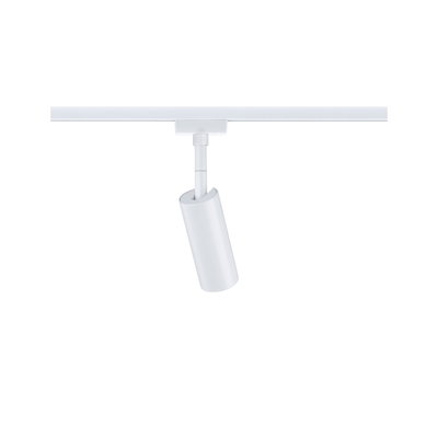 Modern white metal LED spotlight for track systems, dimmable and adjustable lighting