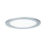 Round LED recessed panel with silver aluminum frame and white diffuser for modern room lighting