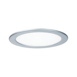 Rundes LED-Einbaupanel mit silbernem Aluminiumrahmen und weißem Diffusor für moderne Raumbeleuchtung