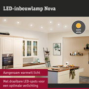 LED-inbouwlamp Nova met warmwit licht in moderne keuken voor optimale verlichting