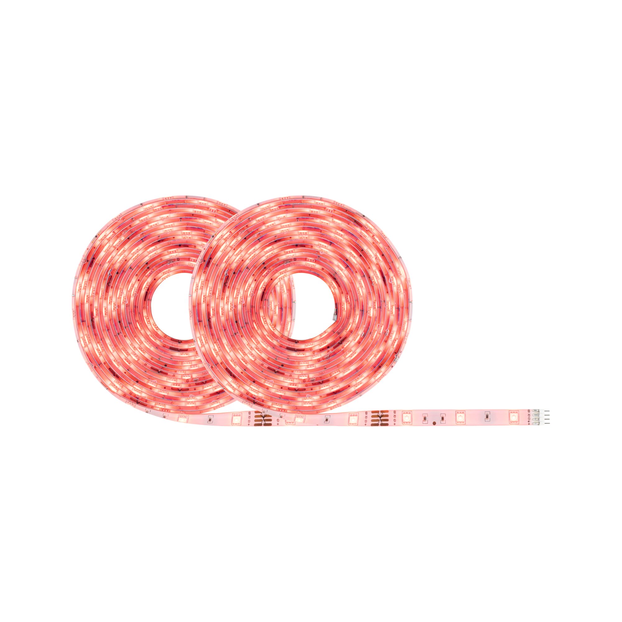 Two red LED light strips made of flexible material for decorative and ambient lighting.