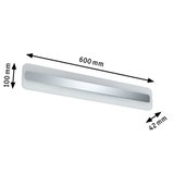 Moderner LED-Wandleuchter aus weißem Kunststoff mit Aluminium-Akzent, Maße 600x100x42 mm