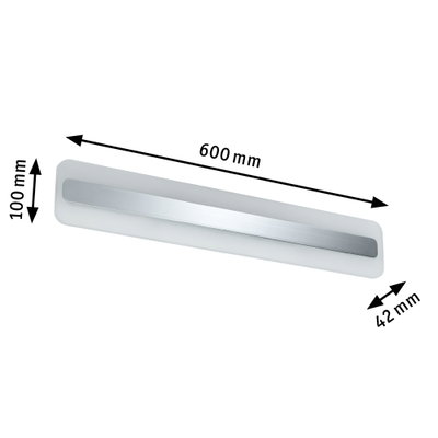 Moderner LED-Wandleuchter aus weißem Kunststoff mit Aluminium-Akzent, Maße 600x100x42 mm