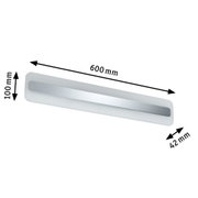 Moderner LED-Wandleuchter aus weißem Kunststoff mit Aluminium-Akzent, Maße 600x100x42 mm