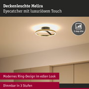 Deckenleuchte Melira in modernem goldfarbenem Ring-Design mit dimmbarer LED-Beleuchtung in 3 Stufen