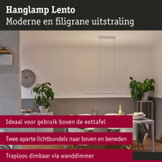 Moderne hanglamp Lento in zilver met twee lichtbundels, dimbaar, ideaal boven de eettafel