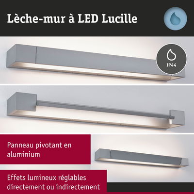 Lèche-mur LED Lucille en aluminium gris avec indice IP44 et effets lumineux réglables