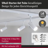 Weißes URail Starter-Set Tubo mit 3-stufig dimmbaren LED-Strahlern in modernem Design
