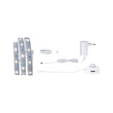 White LED strip with power adapter and motion sensor for versatile lighting solutions