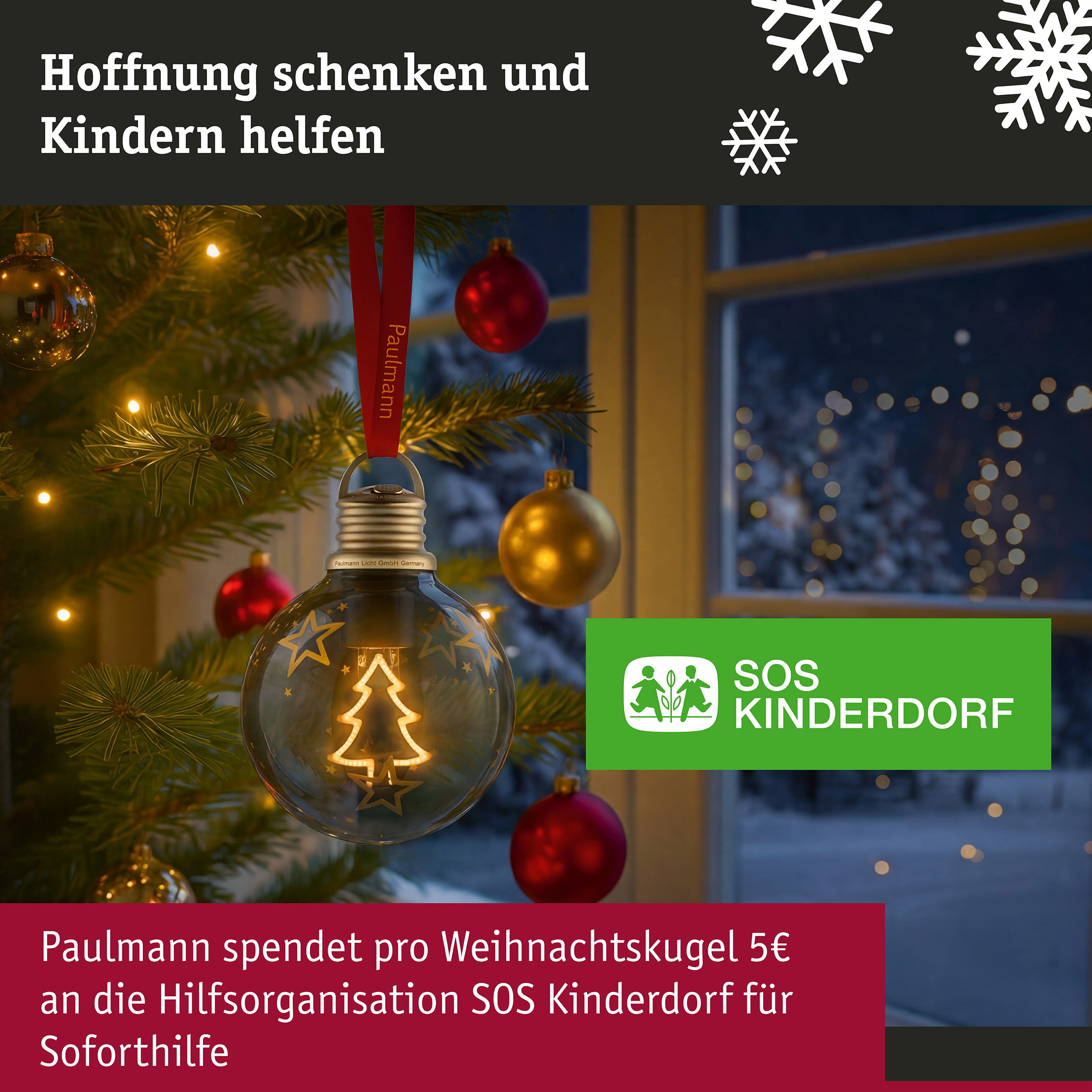 Batterieleuchte Weihnachtskugel Tannenbaum Braun, Gold 100mm 2200K