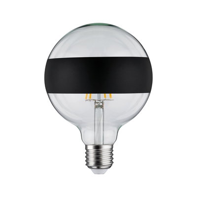 Clear glass LED filament bulb with black band, energy-saving light bulb for modern lighting