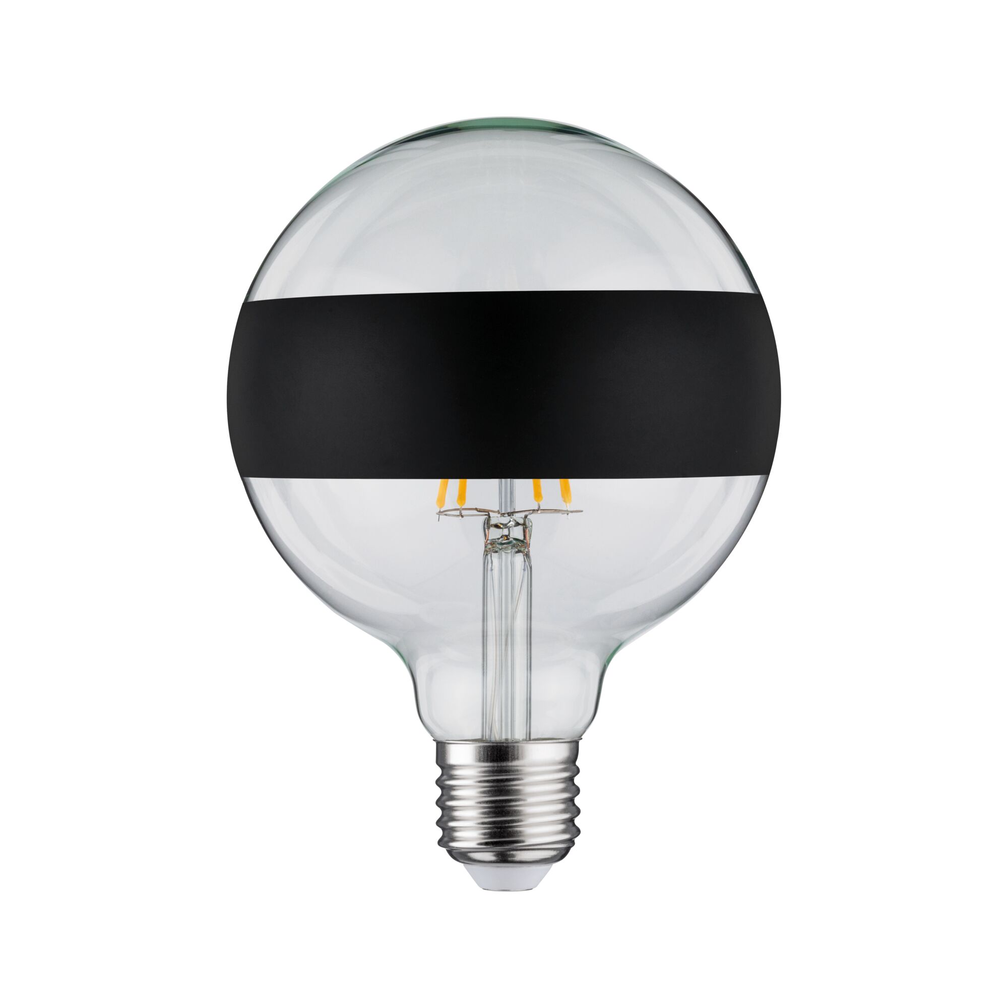 Glühbirne mit klarem Glas und schwarzem Streifen, LED-Filament, energiesparende Leuchte