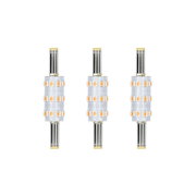 Drei LED-Lampen mit transparentem Kunststoff und orangefarbenen Leuchtdioden, energiesparende Beleuchtung