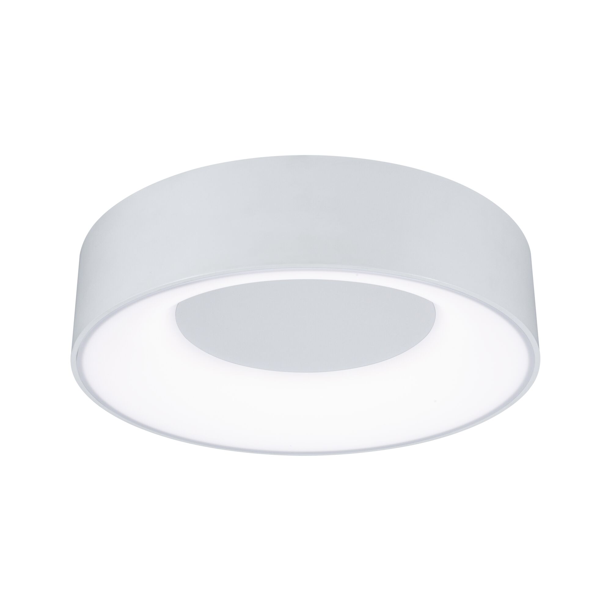 Ronde witte metalen LED-plafondlamp met diffuse lichtoppervlak voor moderne sfeerverlichting