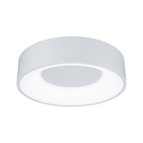 Round white metal LED ceiling light with diffused surface for modern ambient lighting