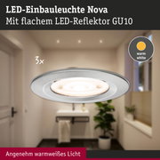 LED-Einbauleuchte Nova aus Metall in Silber mit warmweißem Licht für Badezimmerbeleuchtung