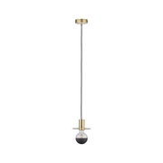 Moderne Pendelleuchte aus Messing mit schwarzer LED-Glühbirne und Glasplatte für Wohnräume
