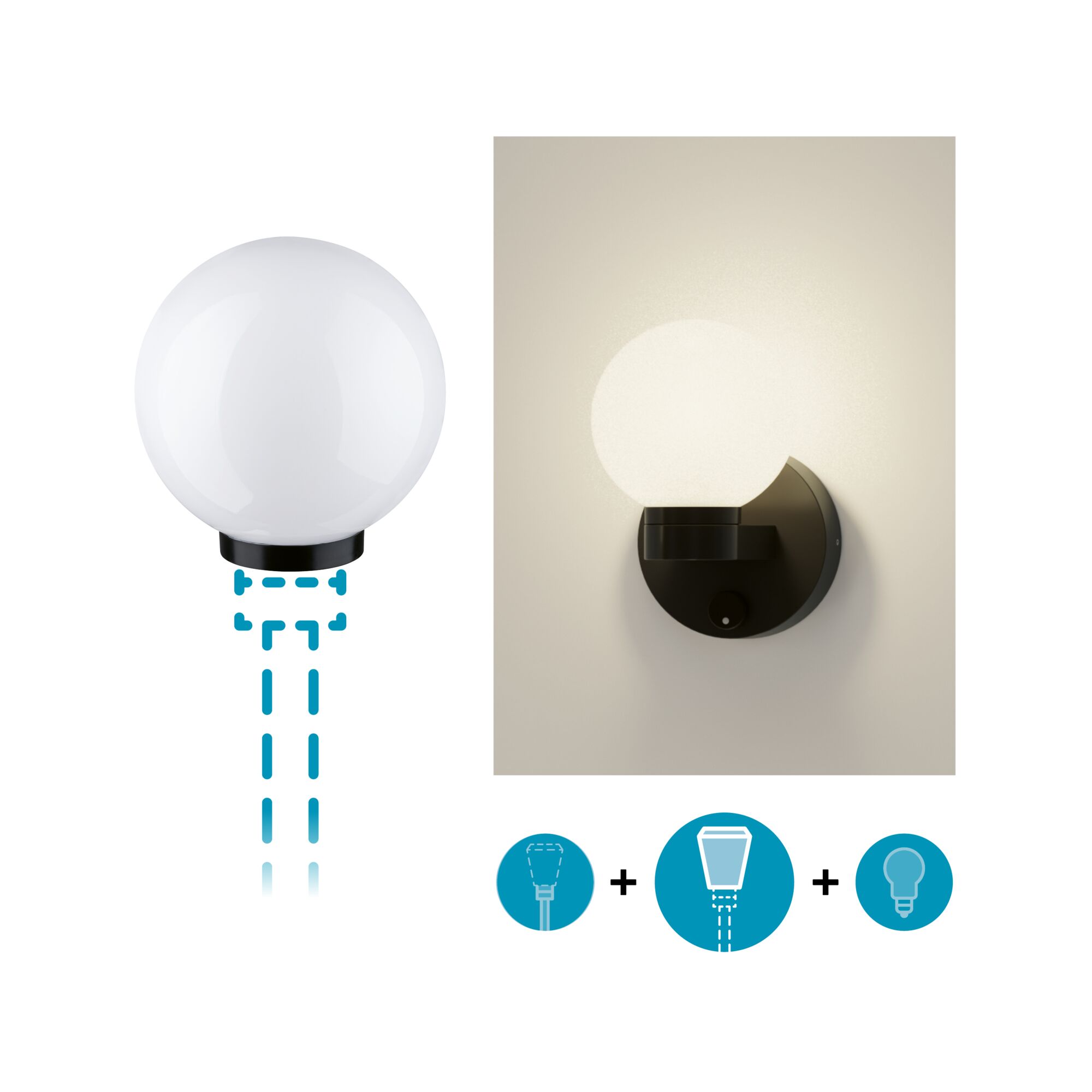 ModuShine Shade Taleno IP44 spherical Anthracite/White