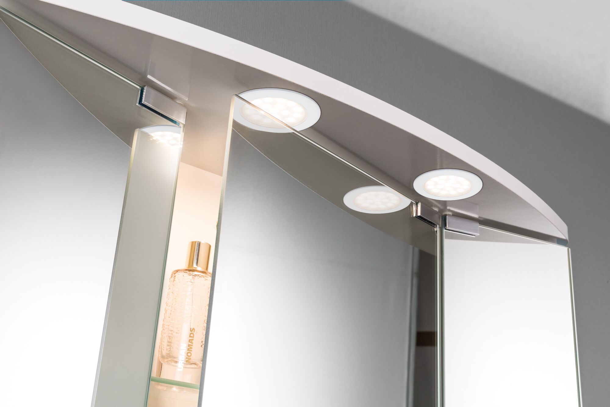 Rundes LED-Badezimmer-Spiegelleuchten-Set in Weiß mit warmweißem Licht für moderne Badbeleuchtung