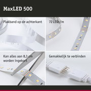 MaxLED 500 LED-strip met 72 LEDs per meter, zelfklevend, eenvoudig te verbinden en in te korten