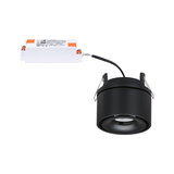 Black metal LED recessed spotlight with white driver and cable for indoor lighting solutions