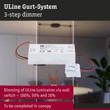 White ULline 3-step dimmer with wires for wall control of LED luminaires indoors