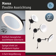 Schwarzer Masua LED-Spiegel mit flexibler Ausrichtung und IP44 Schutz für Badezimmerbeleuchtung
