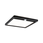 Black square LED ceiling light with motion sensor and white diffuser for modern lighting