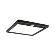 Plafonnier LED carré noir avec détecteur de mouvement et diffuseur blanc pour éclairage moderne