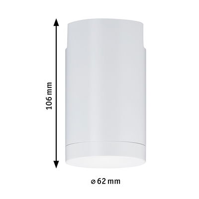 Spot LED cylindrique blanc en métal pour plafond, hauteur 106 mm, diamètre 62 mm