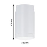 Witte cilindervormige metalen LED-plafondspot van 106 mm hoog en 62 mm diameter