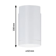 White cylindrical plastic lamp cover measuring 106 mm height and 62 mm diameter