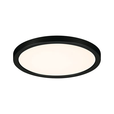 Ronde LED-plafondlamp met zwarte aluminiumrand en warm wit licht voor moderne interieurs