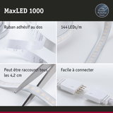 Bande LED MaxLED 1000 avec protection, 144 LEDs/m, ruban adhésif, découpable et facile à connecter